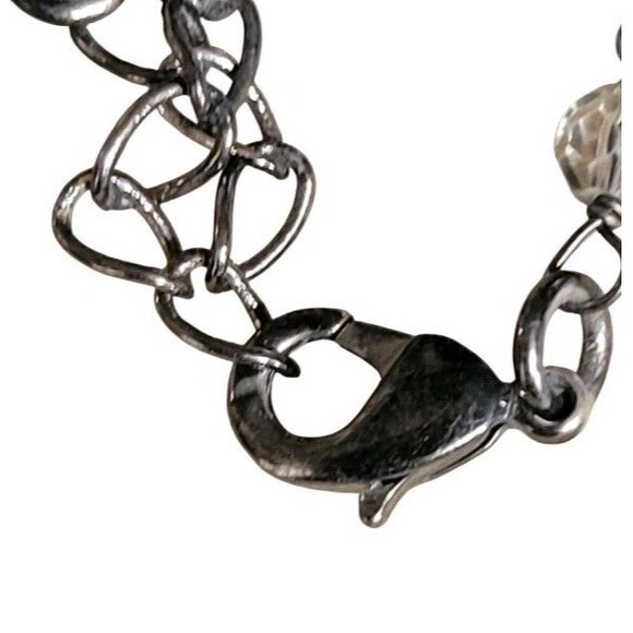 VTG Dainty Rhinestone Faux Pearl Gun Metal Victorian Revival Pendant Necklace - Picture 4 of 7